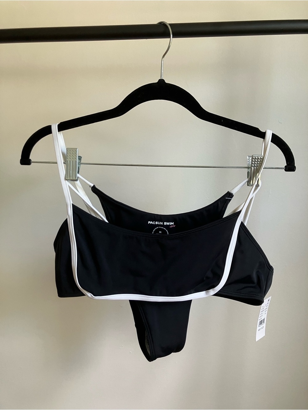 PacSun High-Waisted Cheeky Black Bikini with White Contrast Trim